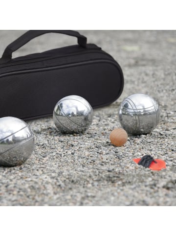 relaxdays 6-teiliges Boule Kugeln Set in Silber/ Schwarz