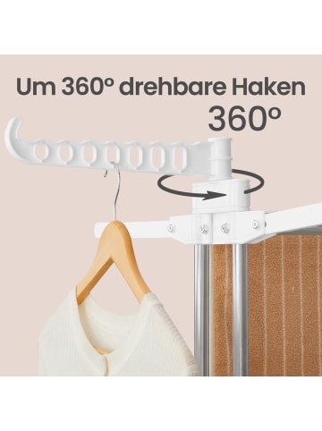 SONGMICS Wäscheständer Bunji in Silbern-Weiß - (B)64.2 x (H)169.2 x (T)126.6 cm