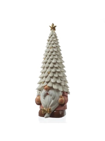 MARELIDA LED Weihnachtswichtel mit beleuchteter Mütze Dekofigur H: 29cm in weiß