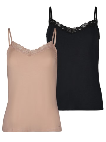 Skiny Spaghettitop Modal Lace in black-beige