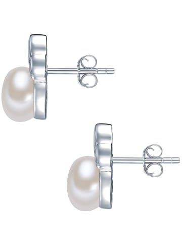 Valero Pearls Ohrstecker Sterling Silber Süßwasser-Zuchtperle weiß Zirkonia weiß in weiß