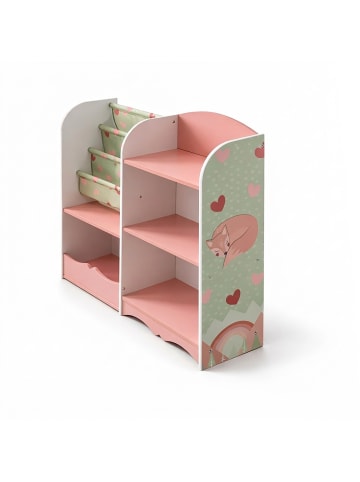 Kinderregal in Rosa/ Grün - (B)82 x (H)80 x (T)26 cm