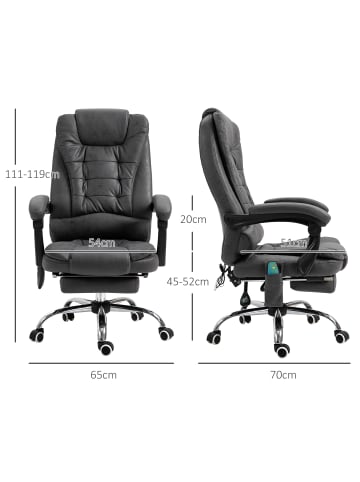 Vinsetto Bürostuhl mit Massagefunktion-65B x 70T x 111-119H cm-Dunkelgrau