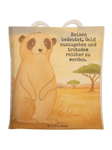 Mr. & Mrs. Panda Einkaufstasche Erdmännchen Design mit Spruch in Weiß