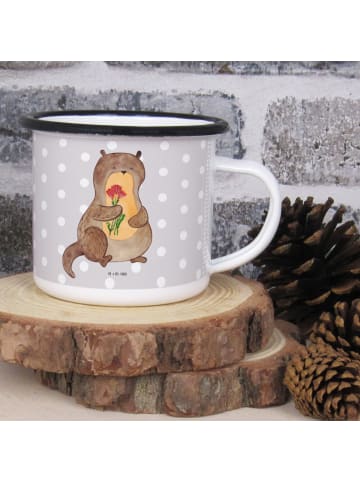 Mr. & Mrs. Panda Kaffeebecher Otter Blumenstrauß ohne Spruch in Grau Pastell
