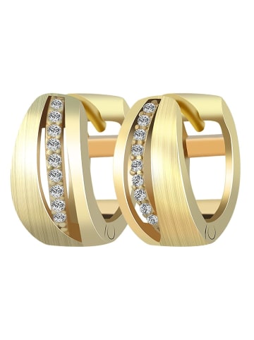 Adeliás Damen Ohrringe – Klappcreole aus 925 Silber mit Zirkonia in gold