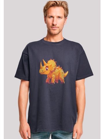 F4NT4STIC Heavy Oversize T-Shirt Süßer Triceratops Dinosaurier in marineblau
