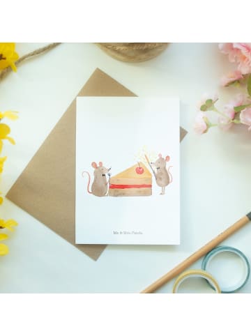 Mr. & Mrs. Panda Glückwunschkarte Mäuse Kuchen ohne Spruch in Weiß