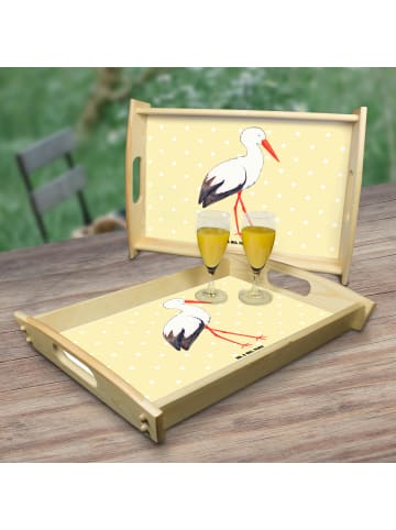 Mr. & Mrs. Panda Serviertablett Storch ohne Spruch in Gelb Pastell