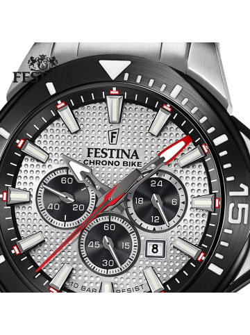 Festina Chronograph-Armbanduhr Festina Chrono Bike silber extra groß (ca. 47mm)