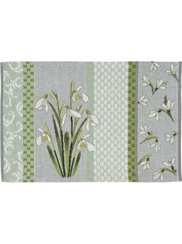 Sander Baumwollmischung, Gewebt, Gobelin Tischset 2er-Pack Snowdrops in grün-grau