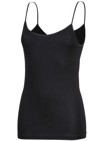 Erwin Müller Feinripp Unterhemd mit Spaghettiträgern in schwarz