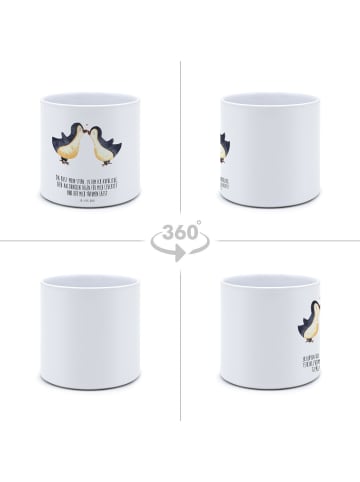 Mr. & Mrs. Panda XL Blumentopf Pinguin Liebe mit Spruch in Weiß