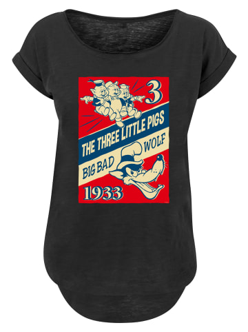 F4NT4STIC Long Cut T-Shirt Die Drei Kleinen Schweinchen in schwarz
