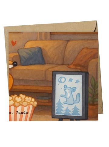 Mr. & Mrs. Panda Deluxe Karte Fuchs Filme gucken Design ohne Spruch in Weiß