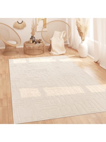 KADIMA DESIGN Teppich Kurzflor waschbar Struktur Wohnzimmer in Creme