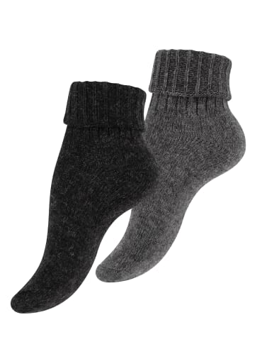 Cotton Prime® 2 Paar Wollsocken Alpaka Socken mit Umschlag in anthrazit/grau