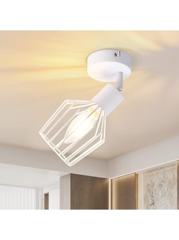 ZMH Deckenleuchte in Weiß 1-flammige E14 Schwenkbar Vintage Deckenspot