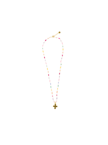Luxenter Halskette aus 925er Sterlingsilber und mehrfarbigem Zirkonia 18K Gelbgold-Finish