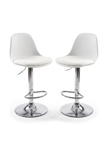 relaxdays 2x Barhocker in Weiß - (H)83–103 x Ø 38 cm