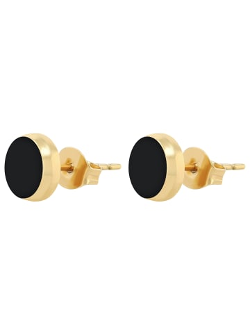 Adeliás Unisex Ohrringe – Ohrstecker aus Titan mit Strass Steinchen in gold