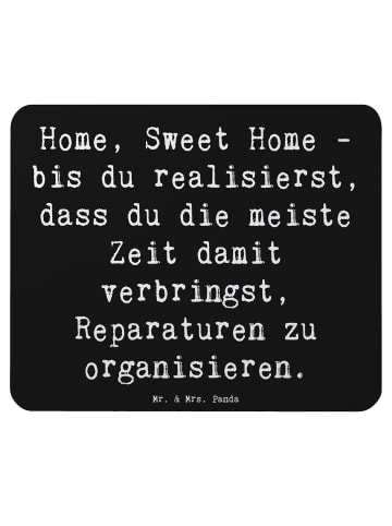 Mr. & Mrs. Panda Mousepad Spruch Geborgenheit im Zuhause mit Spruch in Schwarz