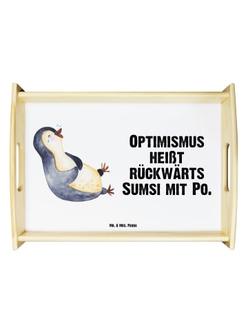 Mr. & Mrs. Panda Servier Tablett Pinguin Lachen mit Spruch in Weiß