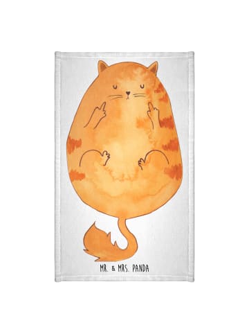 Mr. & Mrs. Panda handtuch gäste wc Katze Mittelfinger ohne Spruch in Weiß