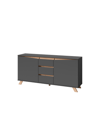 byLiving Sideboard VALENTIN in Anthrazit/Eiche-Optik - (B) 160 x (H) 76 x (T) 38 cm