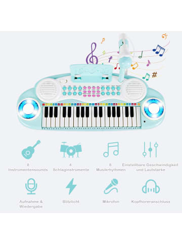 COSTWAY 37 Tasten Klaviertastatur mit Licht in Blau