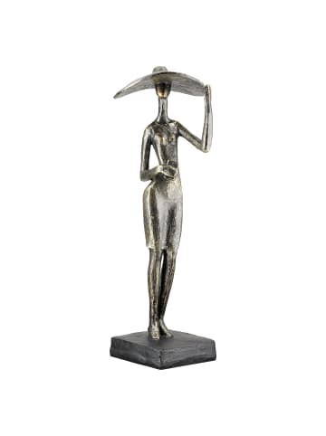 GILDE Skulptur Lady mit Hut bronzefarben - (H) 33 cm