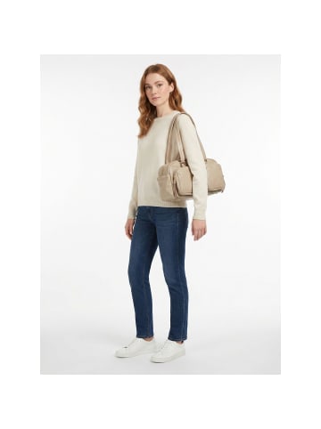 DuDu Pocket Schultertasche Leder 33 cm in grigio sabbia