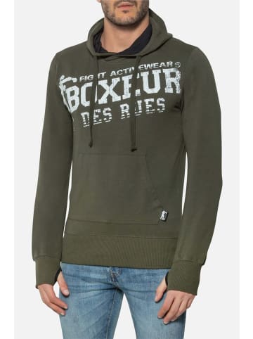 Boxeur des Rues Kapuzenpullover Hooded Sweatshirt with Thumb Openings in Army