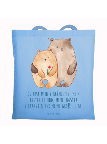 Mr. & Mrs. Panda Tragetasche Bären Liebe mit Spruch in Sky Blue