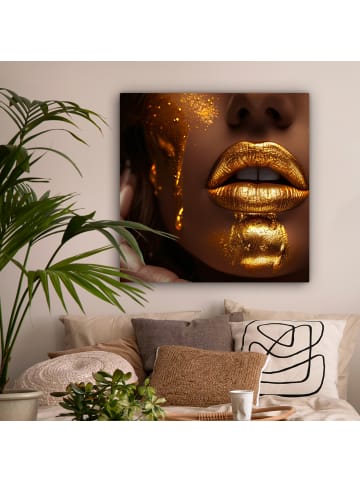 MuchoWow Leinwand Bilder Goldenes Gesicht