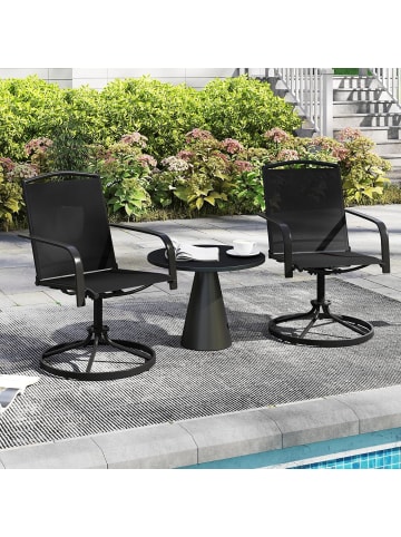 COSTWAY Gartenstühle drehbar 2er Set in Schwarz