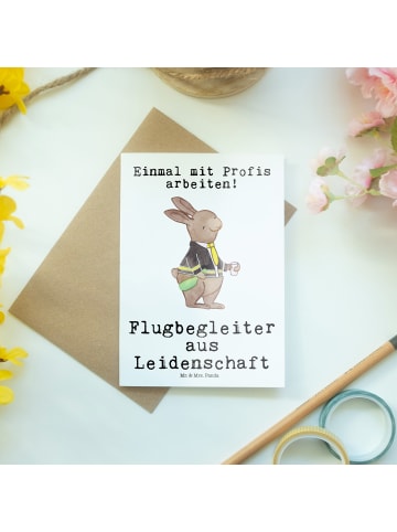 Mr. & Mrs. Panda Glückwunschkarte Flugbegleiter Leidenschaft mit... in Weiß