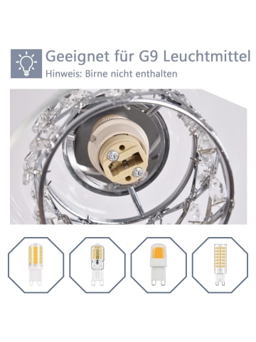 ZMH Pendelleuchte 3-flammige G9 in silber Kristall L40cm x H140cm