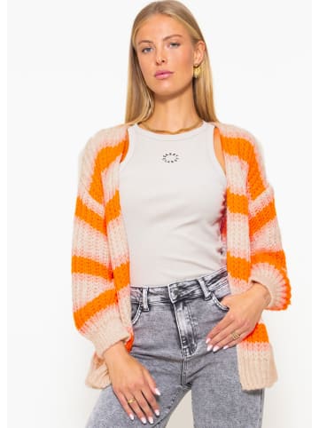 SASSYCLASSY Oversize Strick-Cardigan in Offwhite I Orange