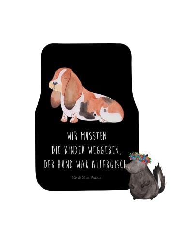 Mr. & Mrs. Panda Fußmatte Auto Hund Basset Hound mit Spruch in Schwarz