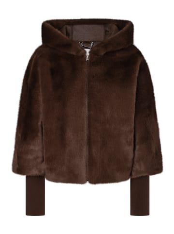 More & More superweiche, kurze Kunstfelljacke in espresso brown