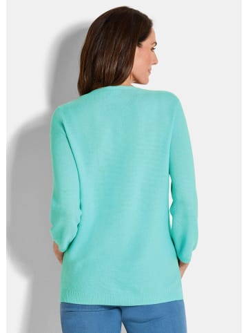 GOLDNER Kurzgröße:  Strickpullover Eleganter Baumwollpullover, Halbarm in mint