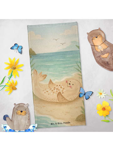 Mr. & Mrs. Panda Strandtuch Robbe Liegen Design ohne Spruch in Gelb Pastell