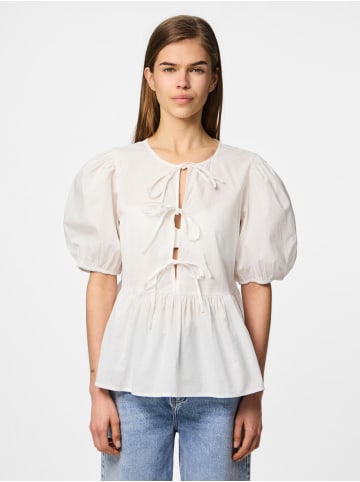 Pieces Oberteil mit Puffärmeln in Bright White