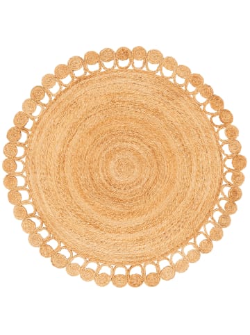 Pergamon Naturfaser Teppich Jute Salsa Natur Boho Rund in Beige