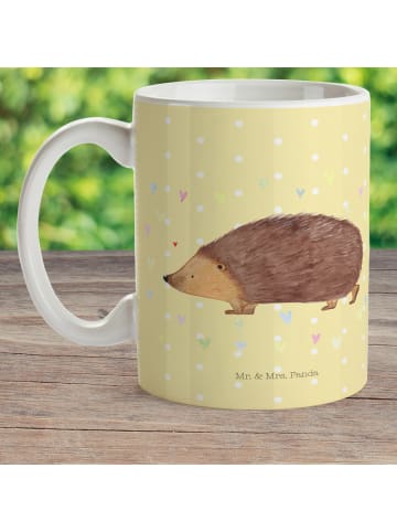 Mr. & Mrs. Panda Kindertasse Igel Herzen ohne Spruch in Gelb Pastell
