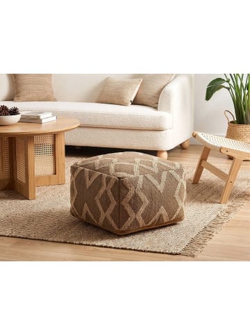 Beliani Pouf GOPI in Braun/Beige - (W) 50 x (H) 30 x (L) 50 cm
