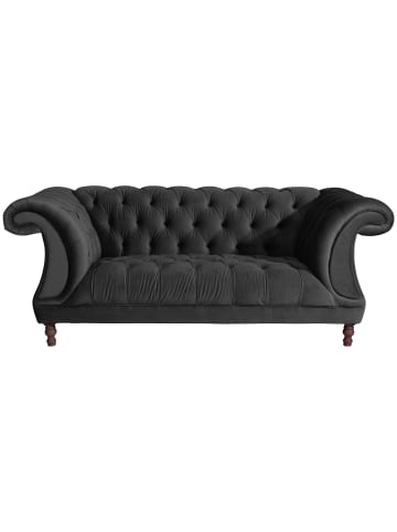 58 aufm Kessel CHESTERFIELD Sofa 2-Sitzer Kaylin Samtvelours schwarz