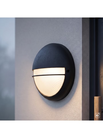 Licht-Erlebnisse Außen Wandlampe Ø 26 x (H)26 cm in Schwarz