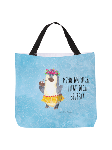 Mr. & Mrs. Panda Shopper Pinguin Kokosnuss mit Spruch in Eisblau